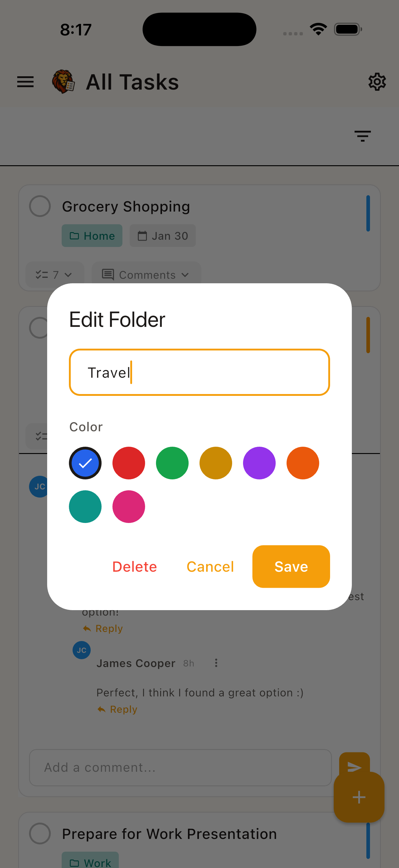 Custom Folders Feature