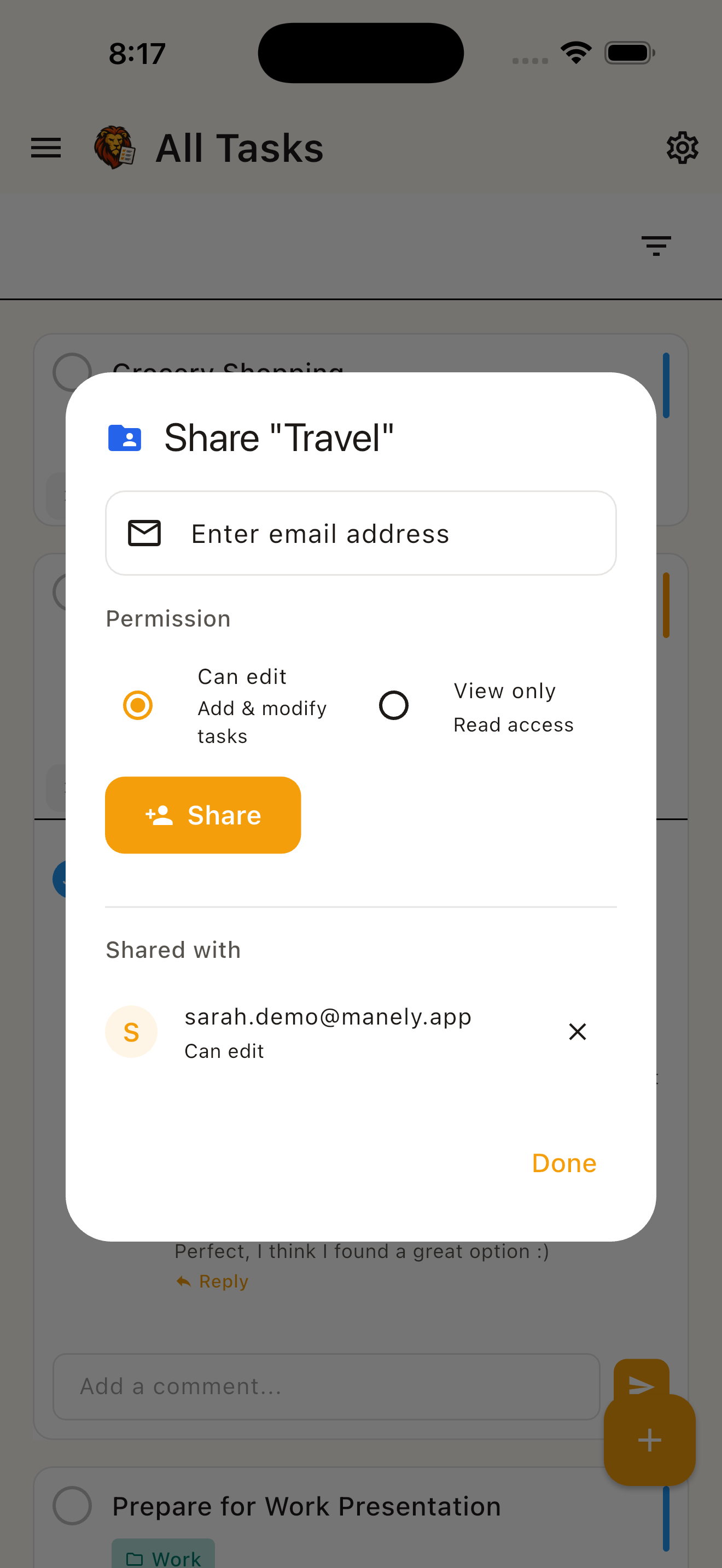 Folder Sharing Feature
